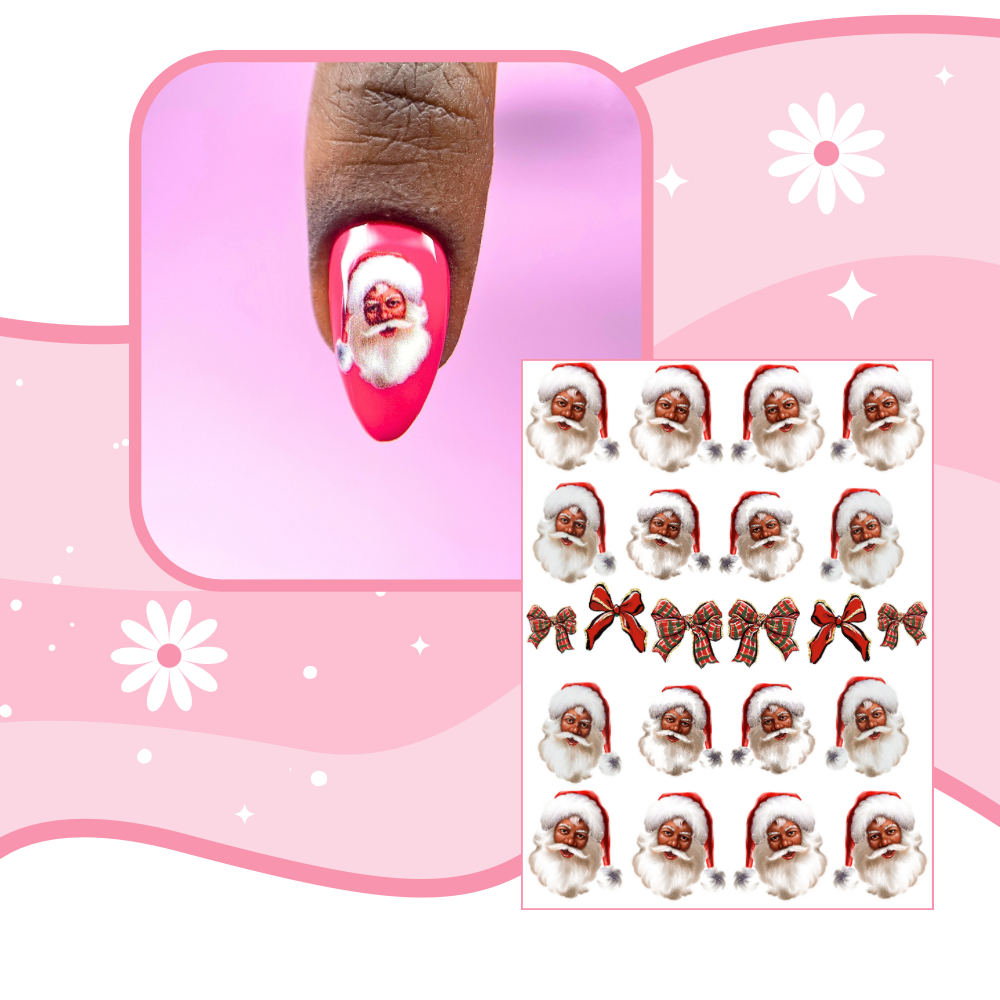 SANTA BLM & BOWS transfer stickers