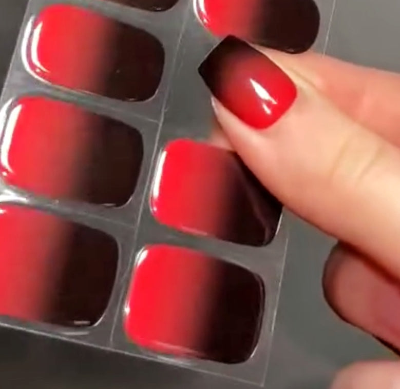 RED&BLACK OMBRE GEL NAIL WRAPS