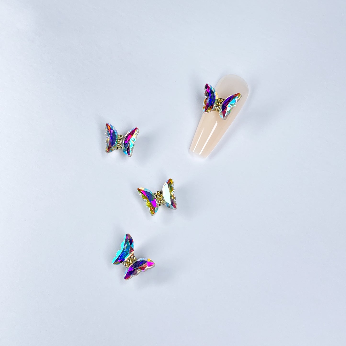 CRYSTAL AB BUTTERFLY NAIL DECORATION 2pcs