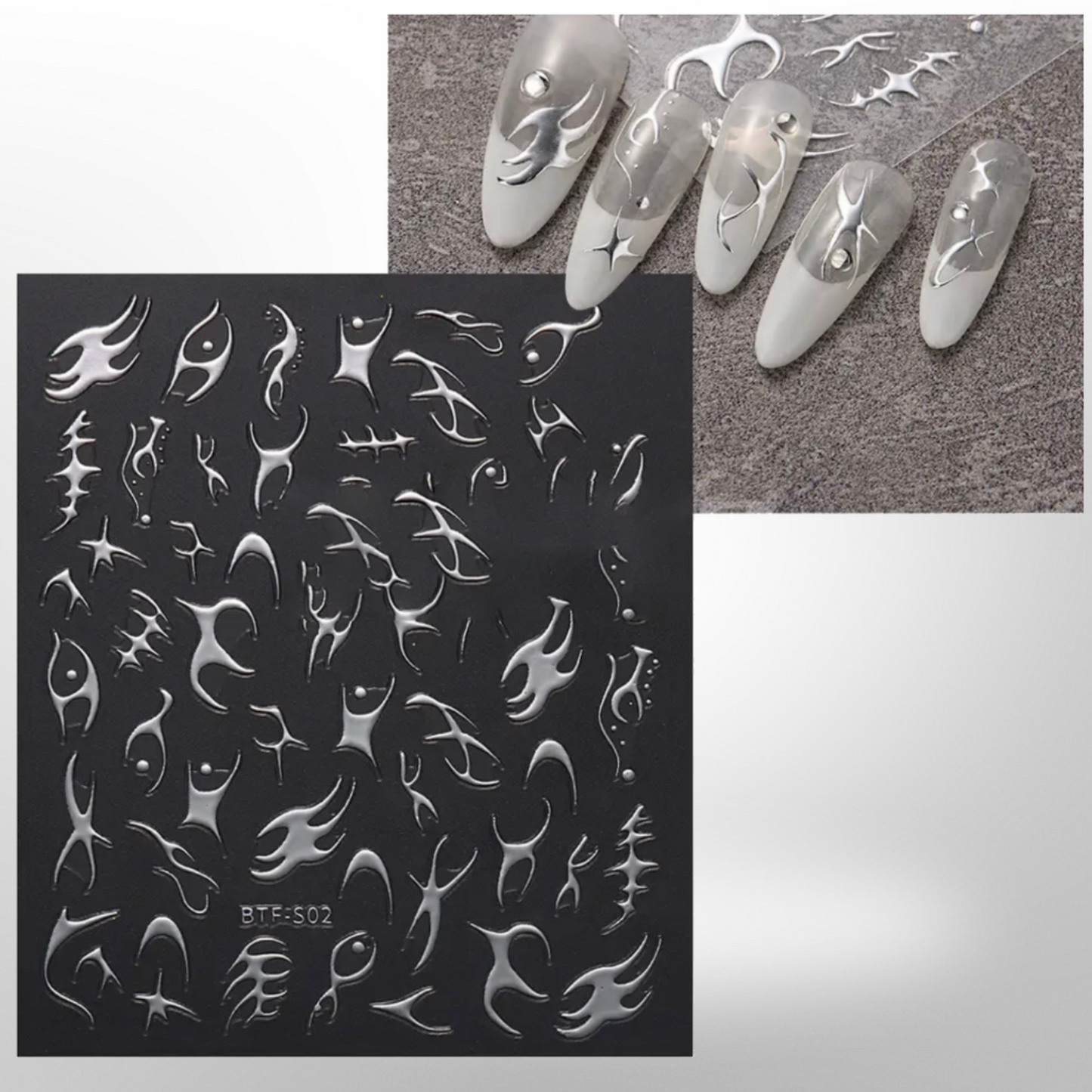 SILVER FLAMES STICKERS