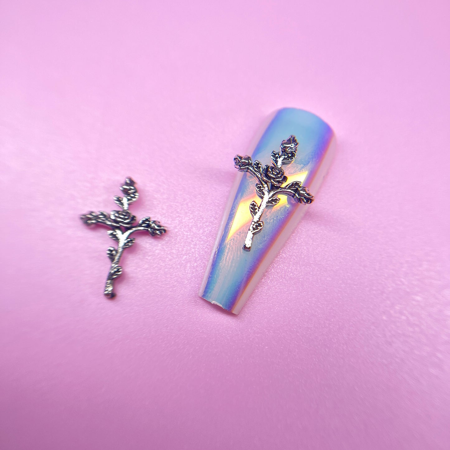 ROSE SILVER CROSS CHARMS