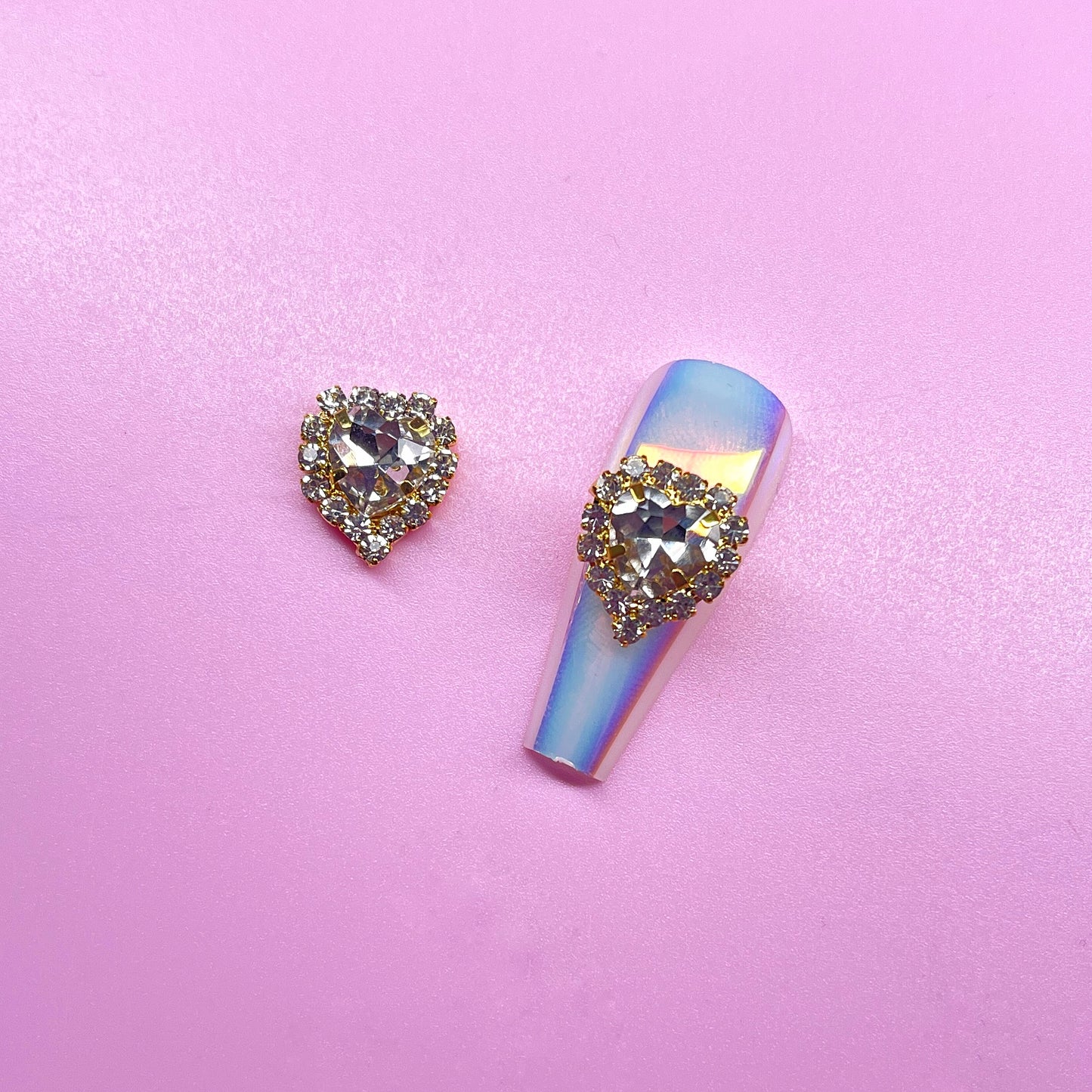 SILVER CRYSTAL HEART CHARMS