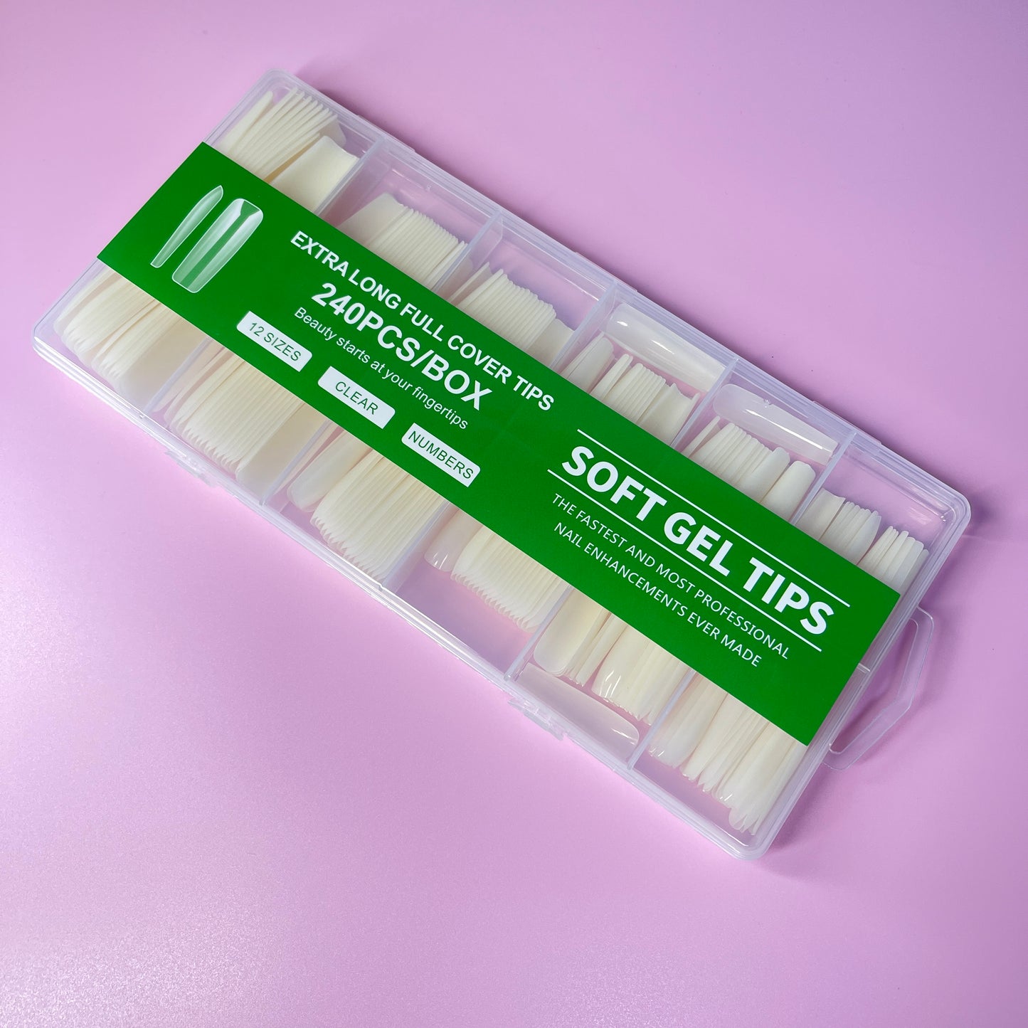 SOFT GEL SQUARE WHITE LONG TIPS 240pcs