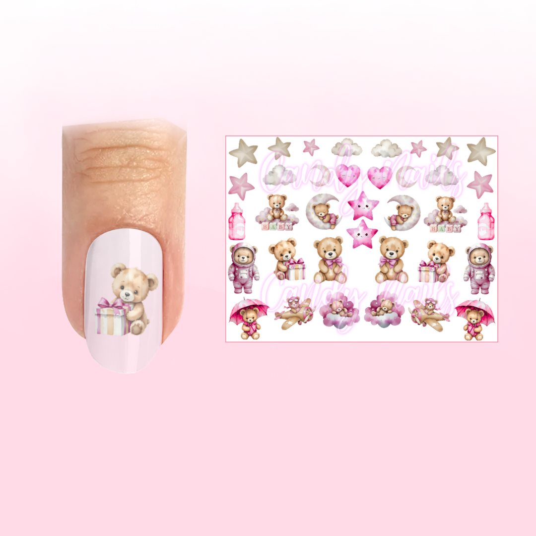 PINK TEDDY transfer stickers