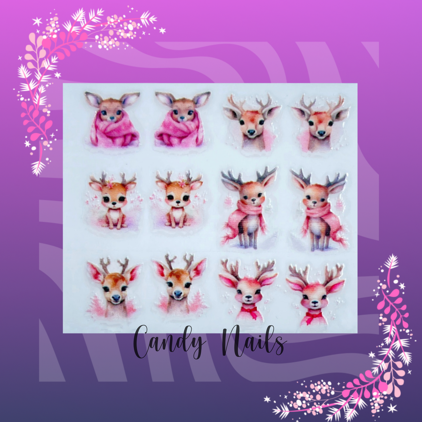 CHRISTMAS PINK REINDEER transfer stickers
