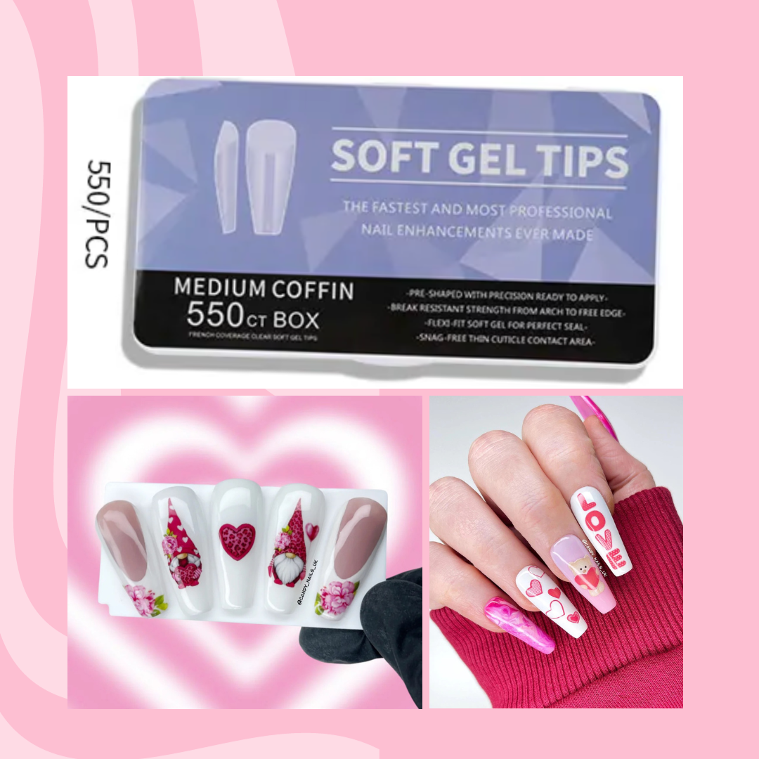 SOFT GEL CLEAR MEDIUM COFFIN TIPS 550