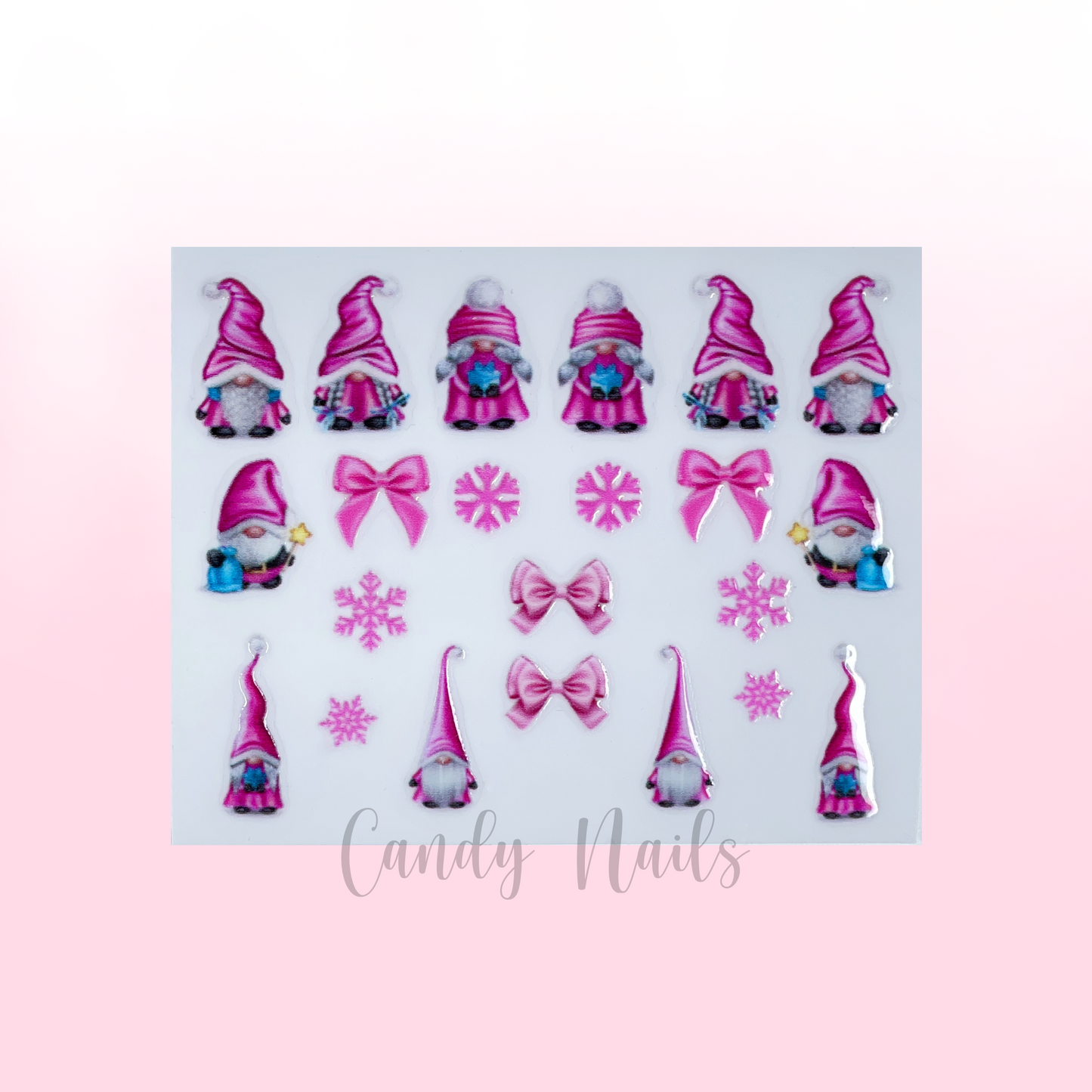 PINK GNOMES transfer stickers (XMAS04)