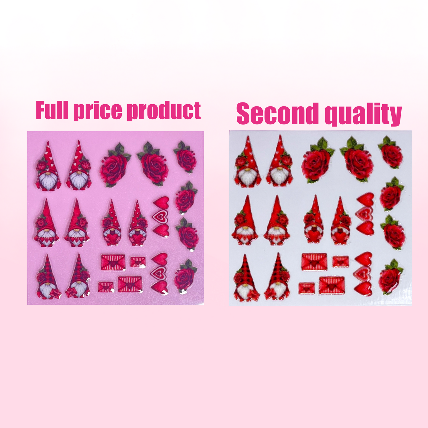 RED GNOMES IN LOVE transfer stickers SQ