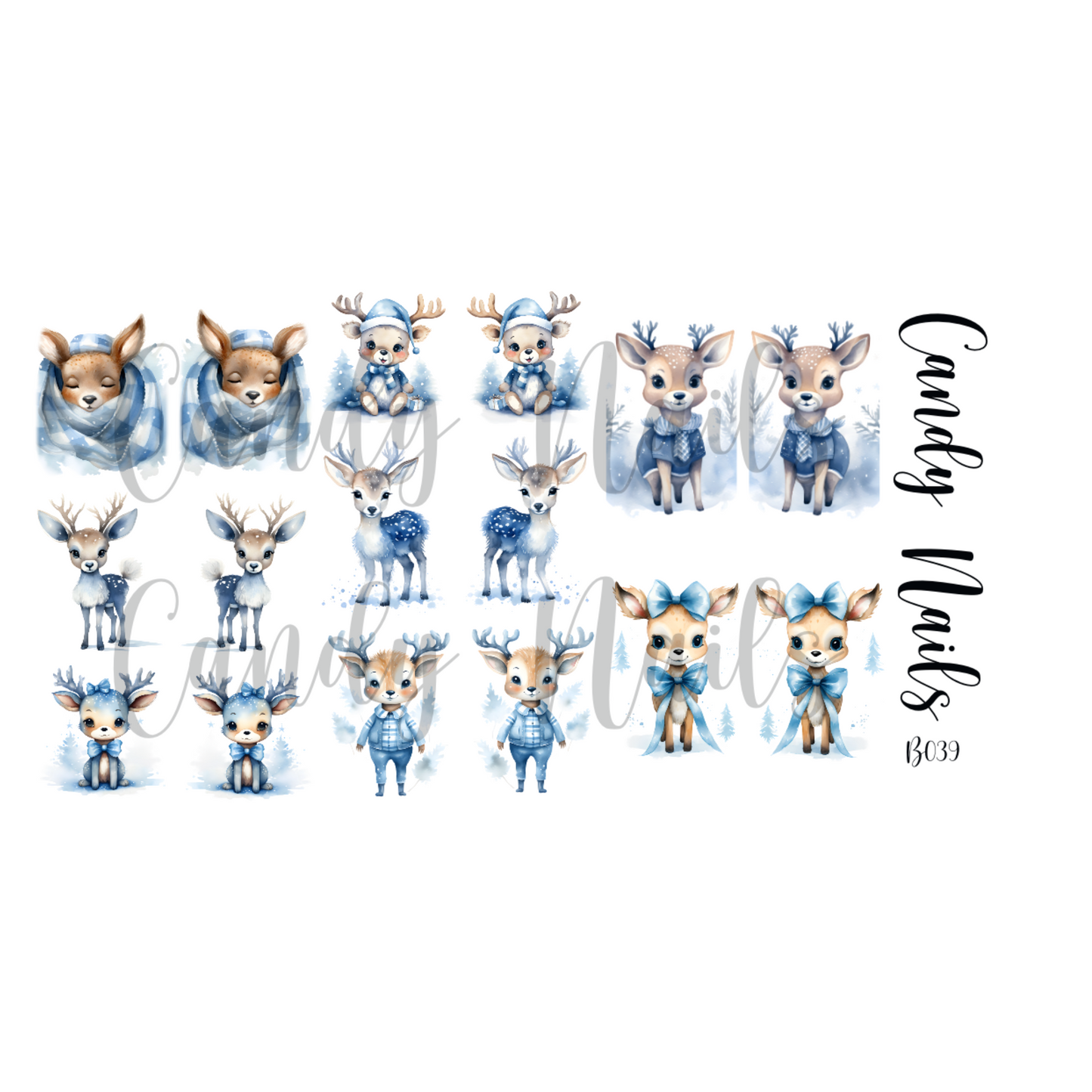 CHRISTMAS REINDEER BLUE (b039)