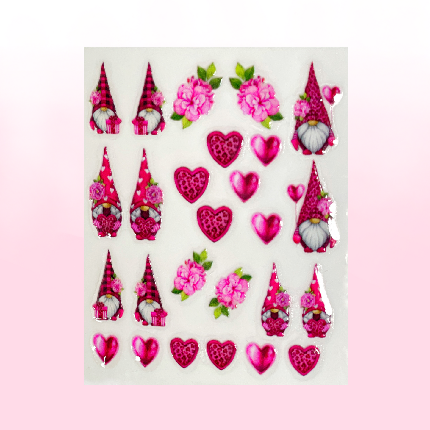 PINK LOVE GONKS transfer stickers