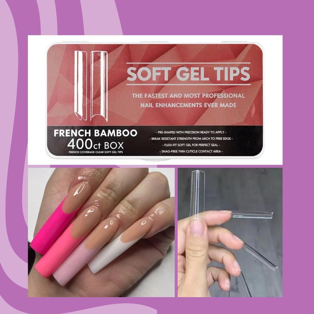 SOFT GEL TIPS FRENCH BAMBOO 400pcs