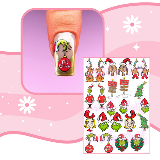 WHO-VILLE GRINCHY TOWN transfer stickers (X7)