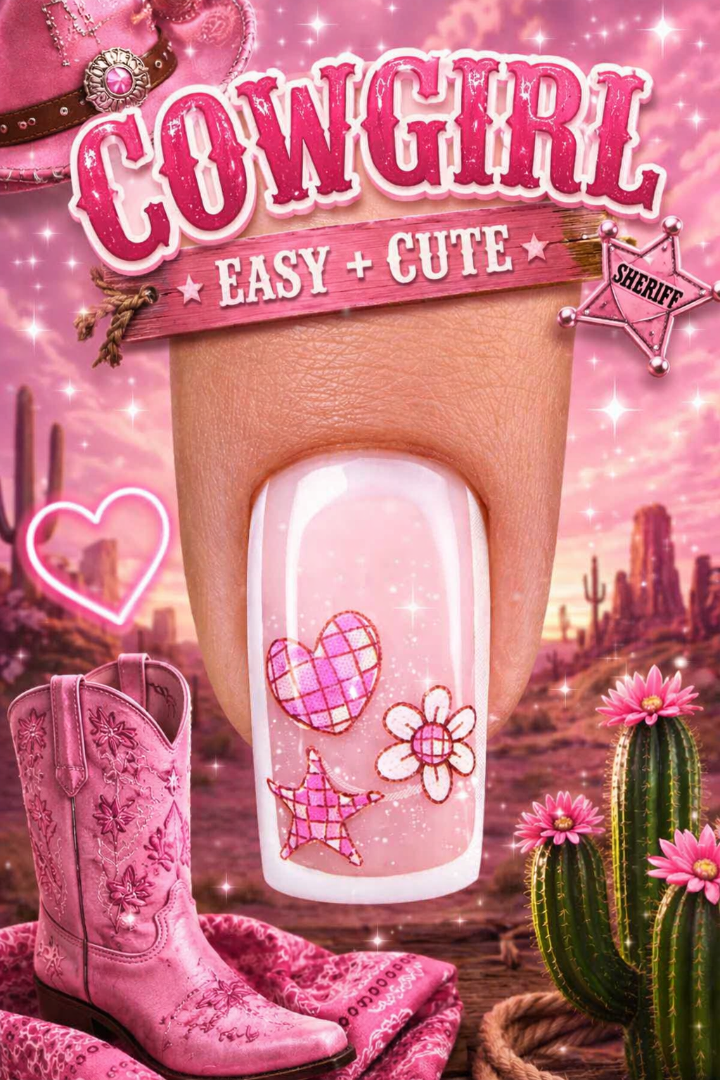 PINK COWGIRL transfer stickers