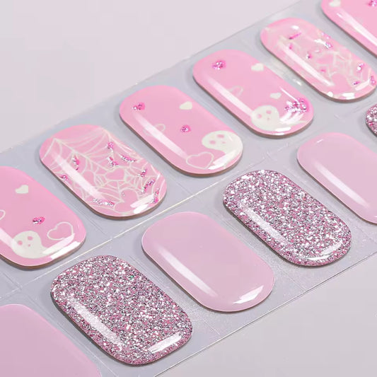 HOLO SPIDER WEB PINK - GEL NAIL WRAPS