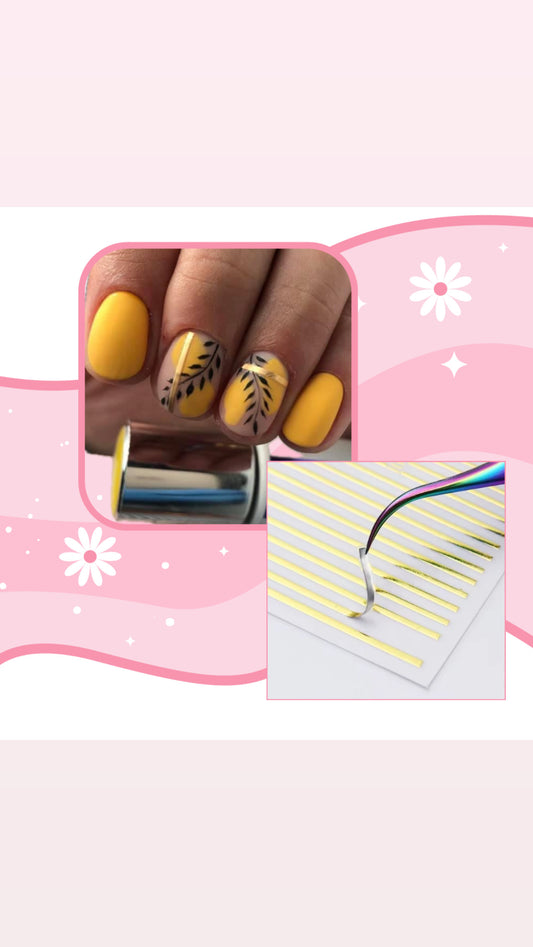 GOLD STRIP NAIL STICKERS