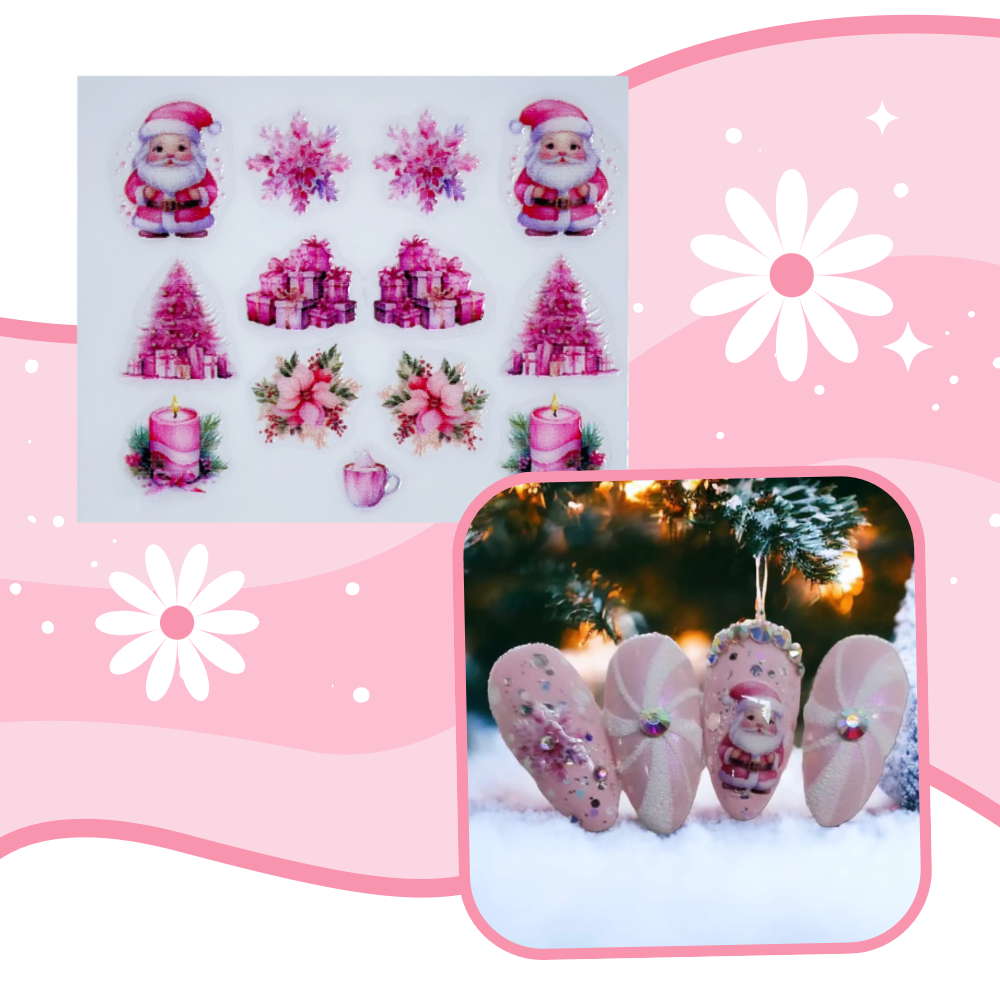 PINK CHRISTMAS transfer stickers