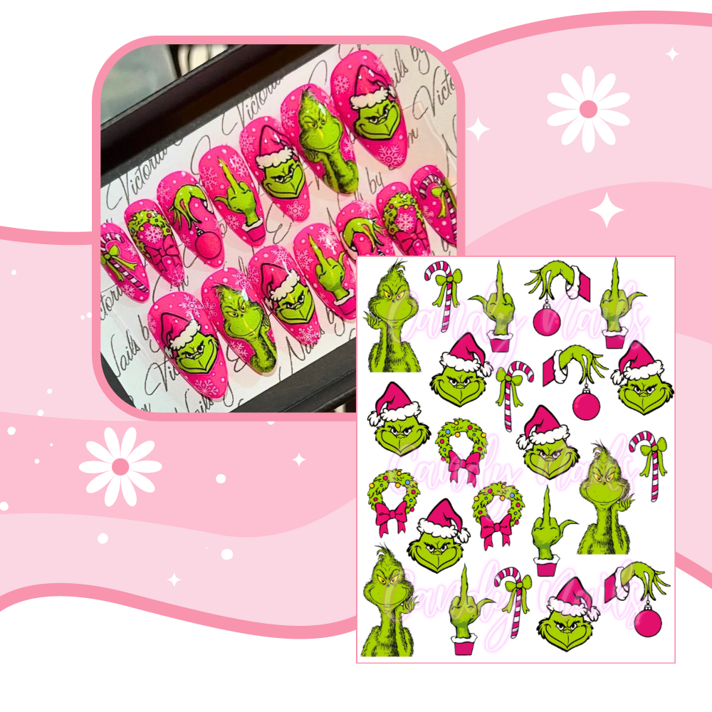 PINK GRINCHY 2 transfer stickers