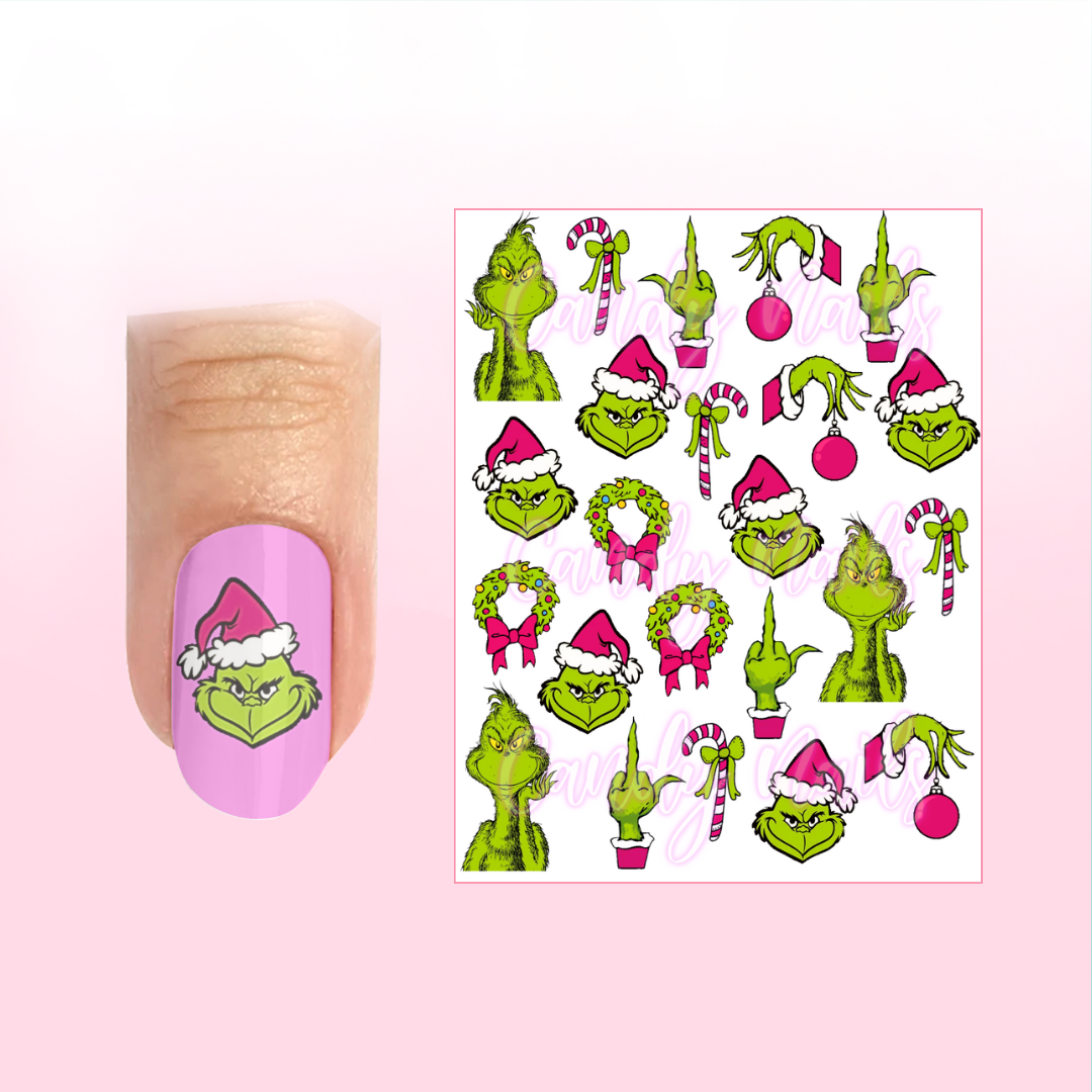 PINK GRINCHY 2 transfer stickers