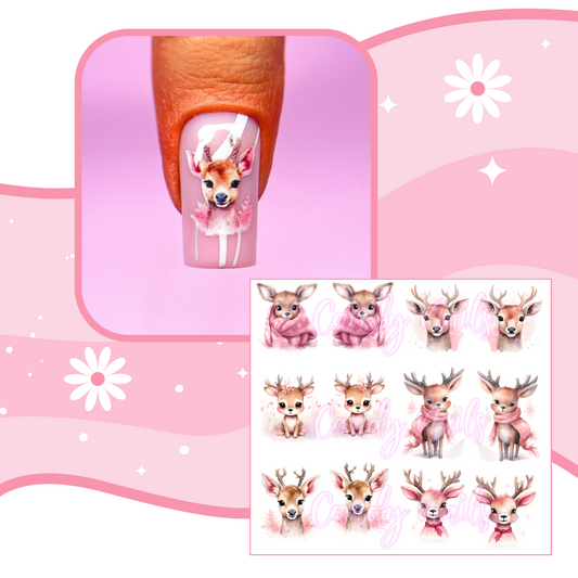 CHRISTMAS PINK REINDEER transfer stickers