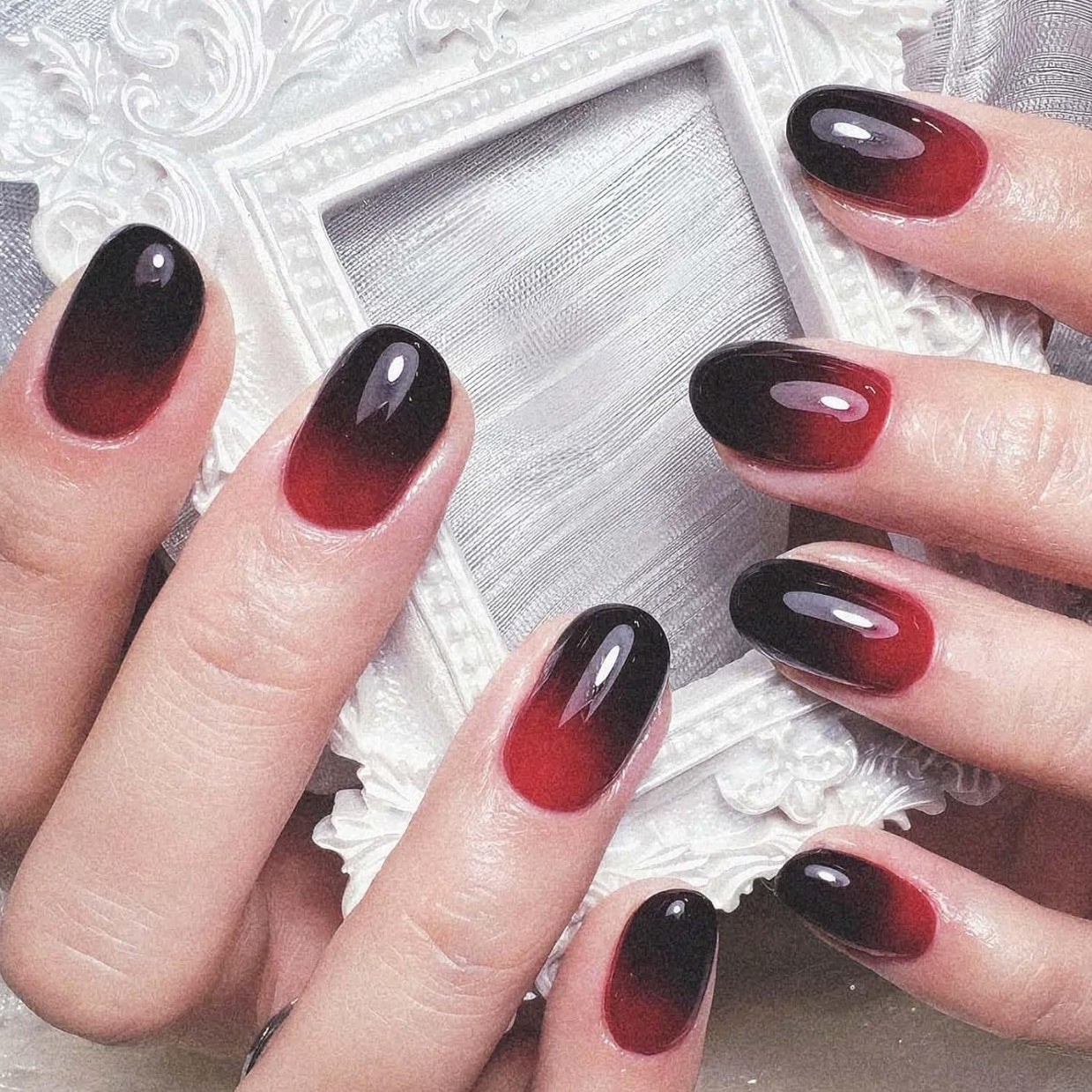 RED&BLACK OMBRE GEL NAIL WRAPS