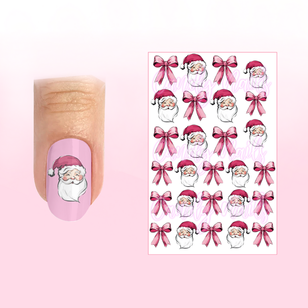 PINK SANTA CLAUS transfer stickers