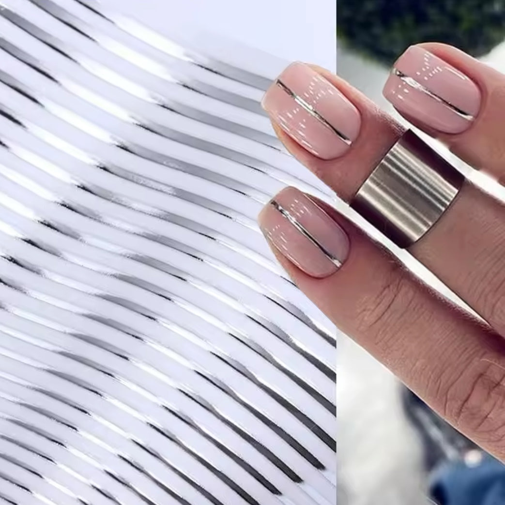 SILVER STRIP NAIL STICKERS