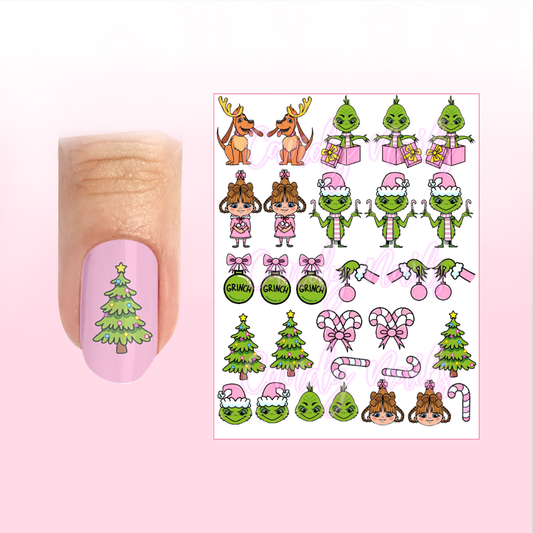 PINK YOUNG GRINCHY transfer stickers