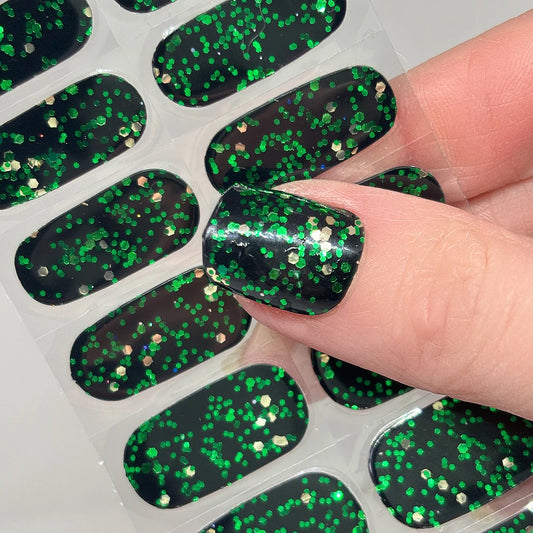 XMAS GREEN SPARKLE - GEL NAIL WRAPS