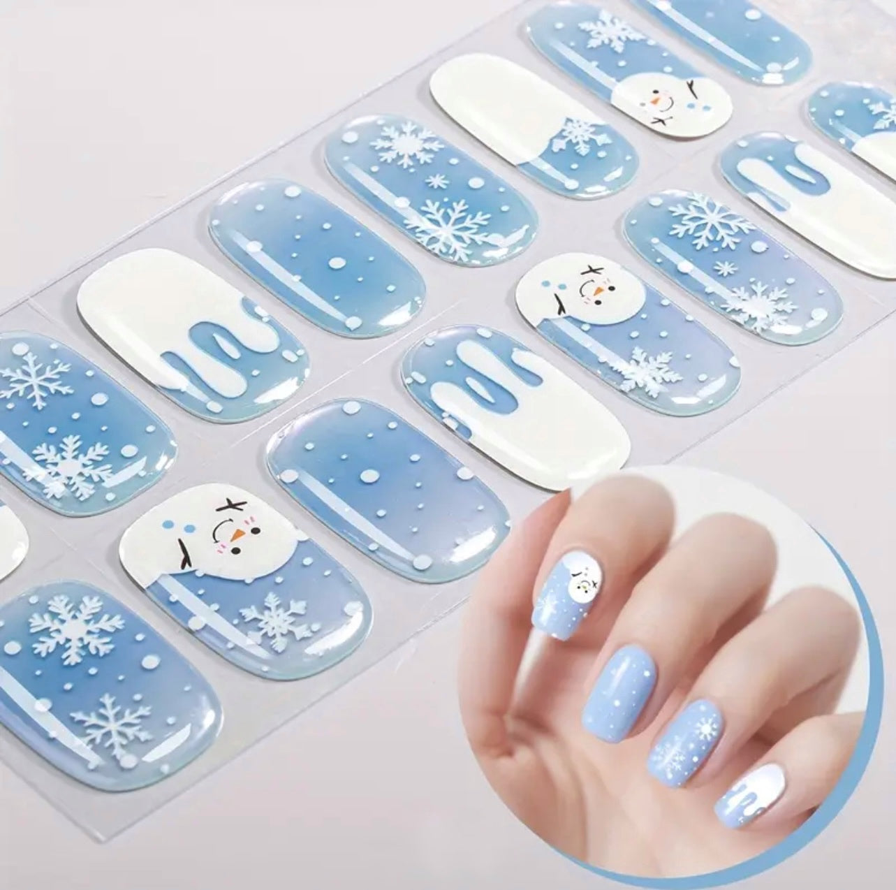 WHITE SNOWMAN  - GEL NAIL WRAPS