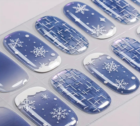 WHITE SNOWFLAKES  - GEL NAIL WRAPS