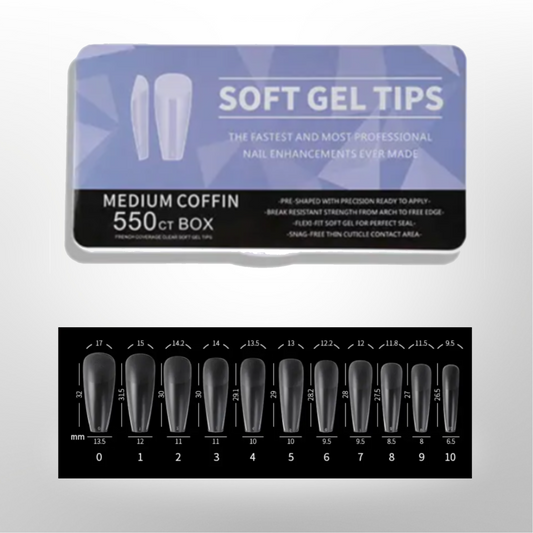 SOFT GEL CLEAR MEDIUM COFFIN TIPS 550