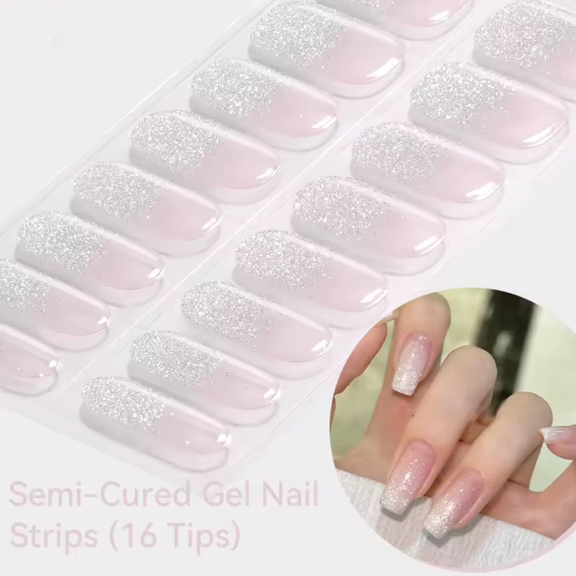 SILVER SPARKLE - GEL NAIL WRAPS