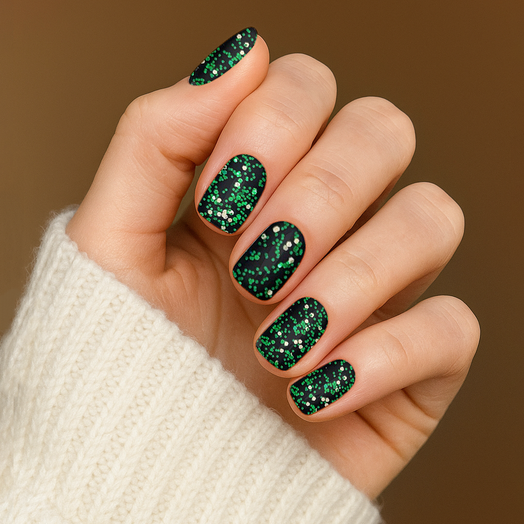XMAS GREEN SPARKLE - GEL NAIL WRAPS