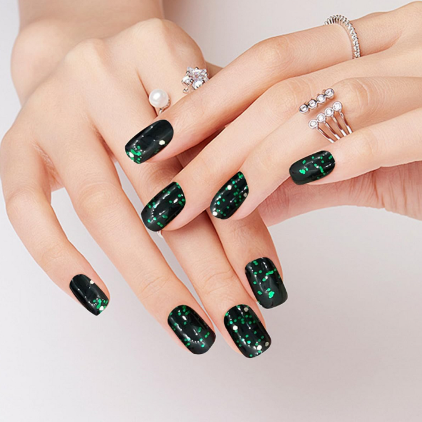 XMAS GREEN SPARKLE - GEL NAIL WRAPS
