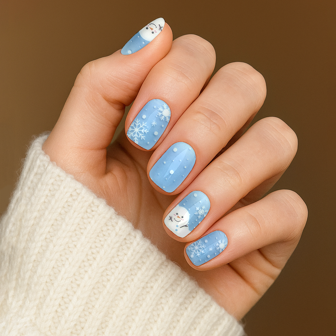 WHITE SNOWMAN  - GEL NAIL WRAPS
