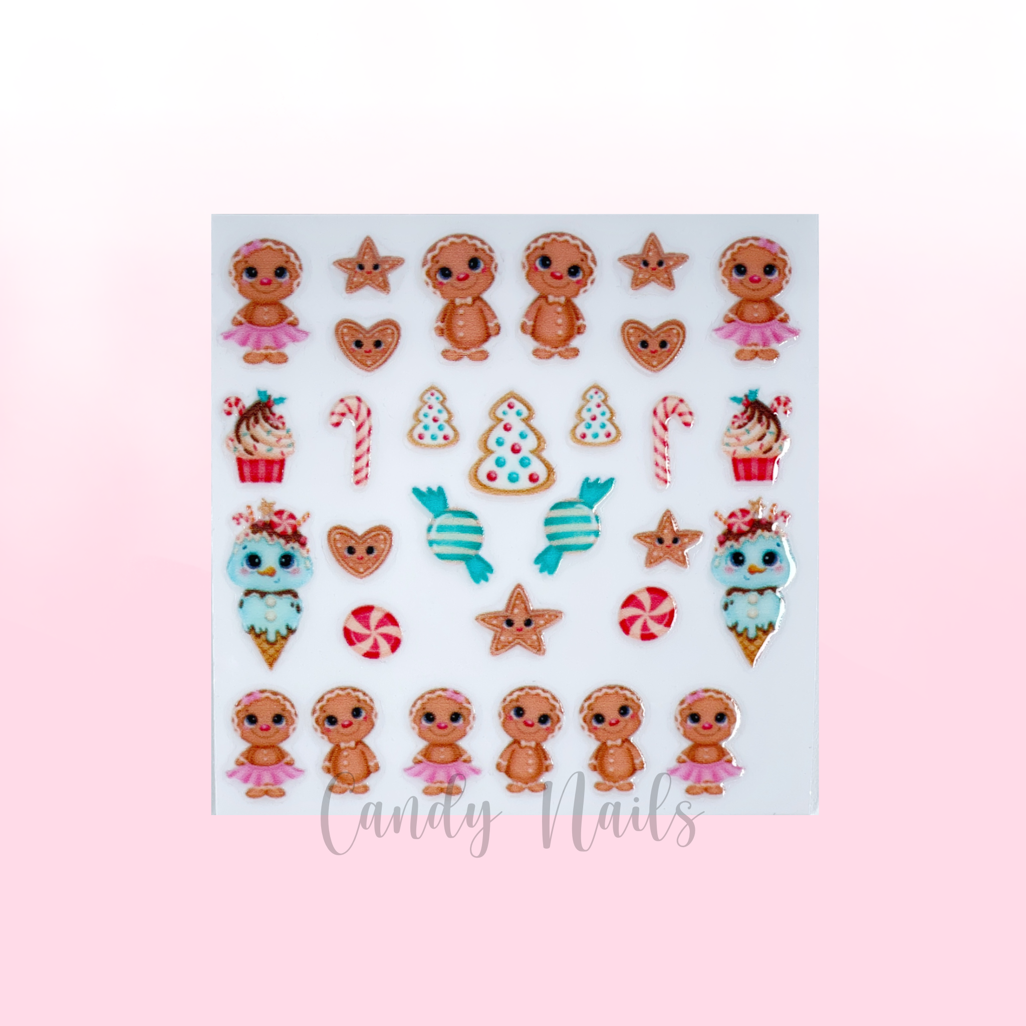 Gingerbread Design Sticker GINGERBREAD transfer stickers – Candy Nails