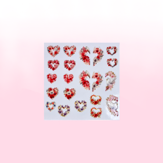FLOWER HEARTS transfer stickers SQ