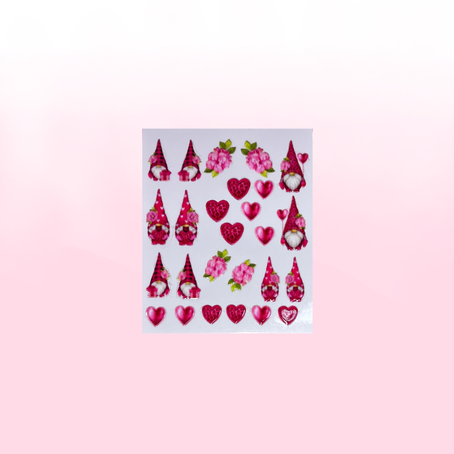 PINK GNOMES IN LOVE transfer stickers SQ