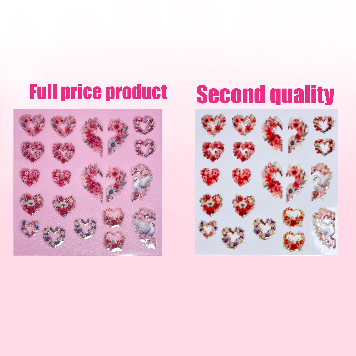 FLOWER HEARTS transfer stickers SQ