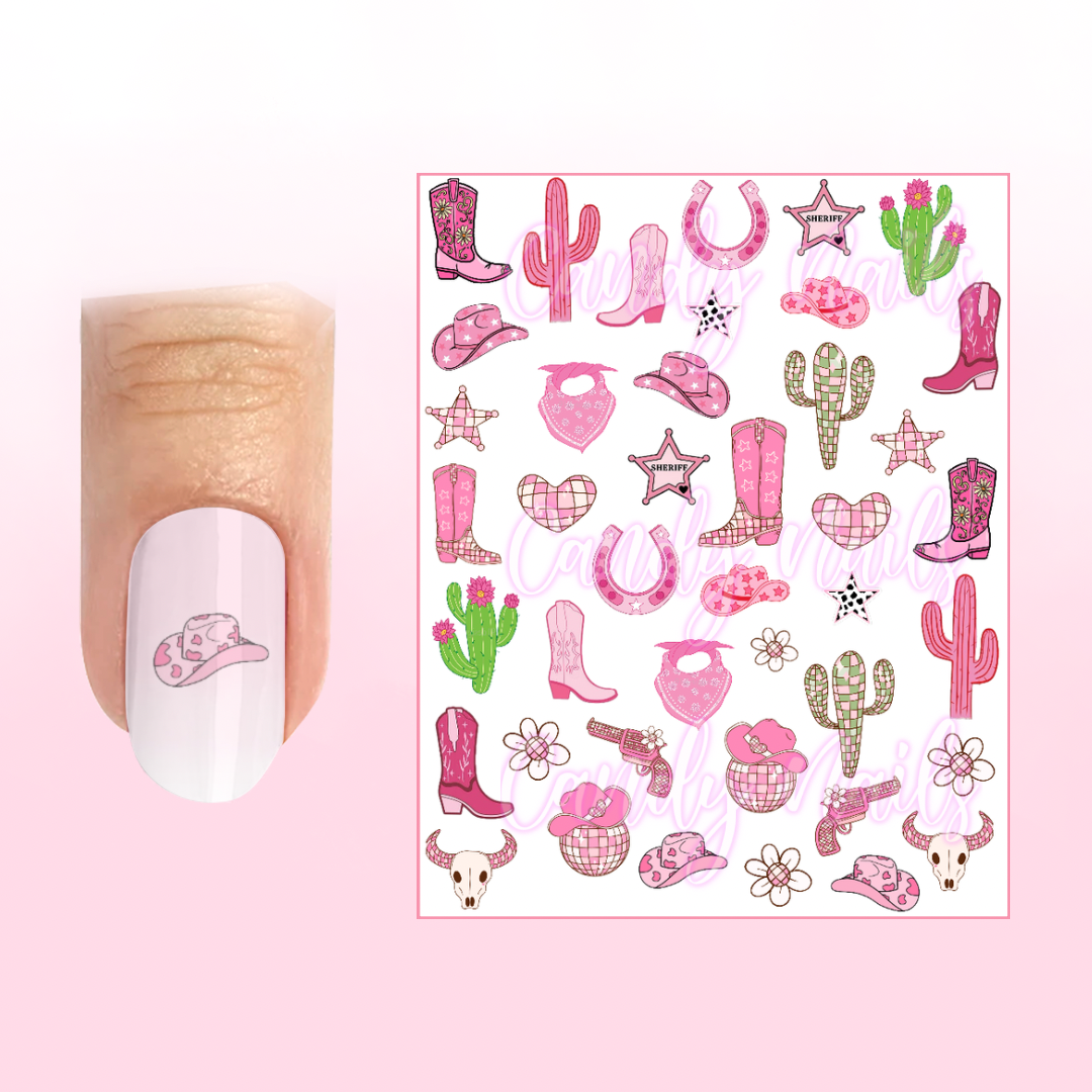 PINK COWGIRL transfer stickers