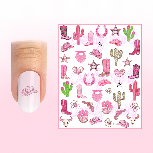 PINK COWGIRL transfer stickers