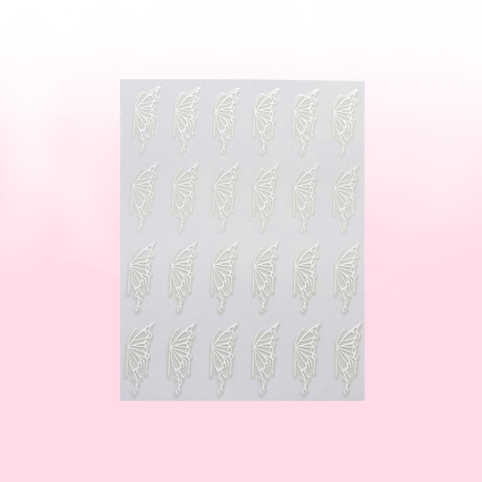 WHITE BUTTERFLY WING nail art stickers