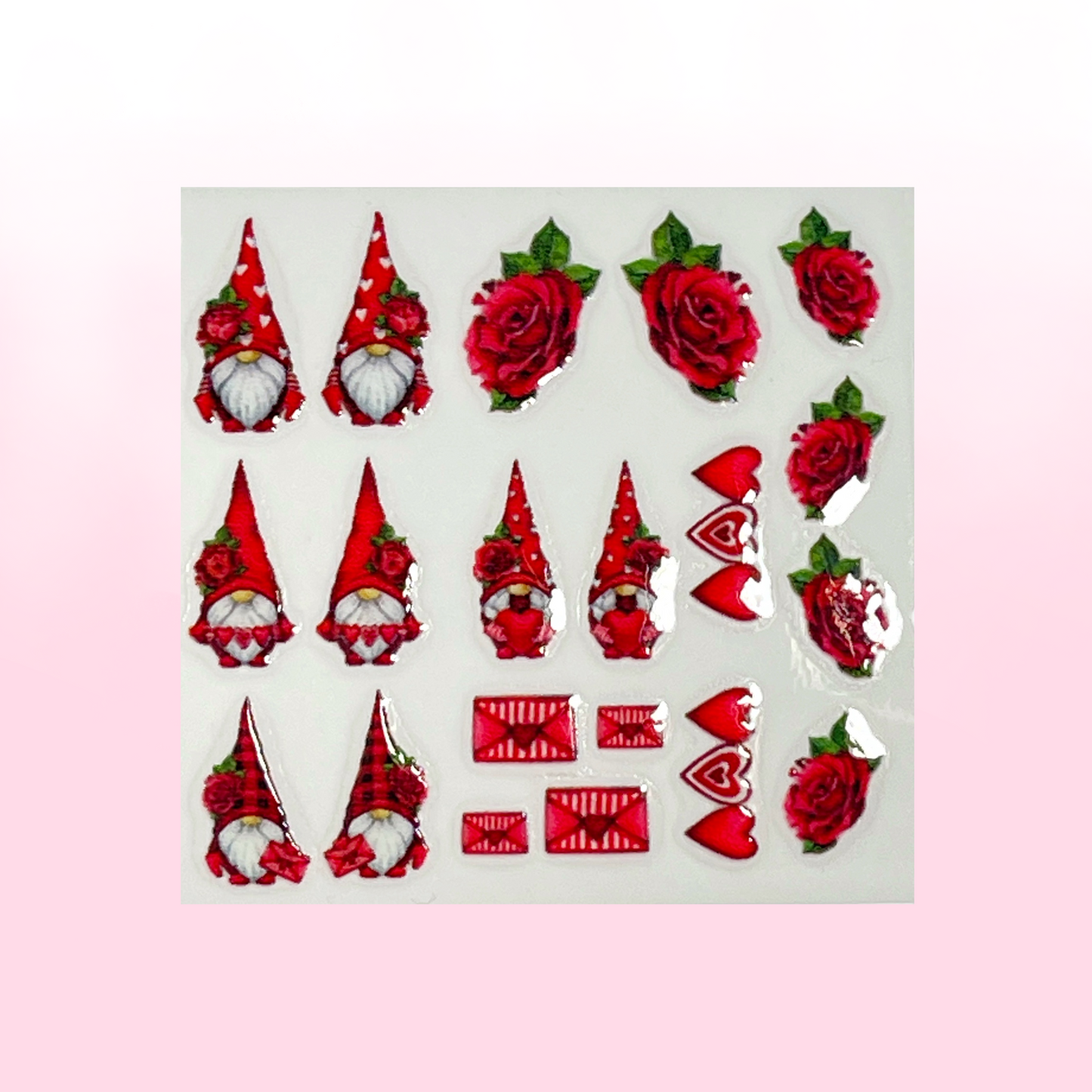 RED LOVE GNOMES transfer stickers