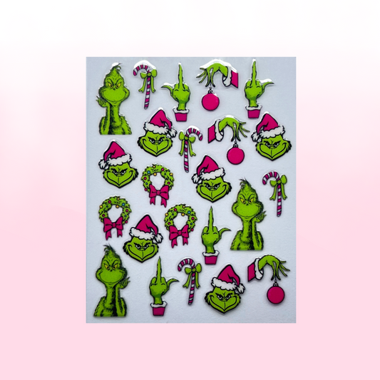 PINK GRINCHY 2 transfer stickers