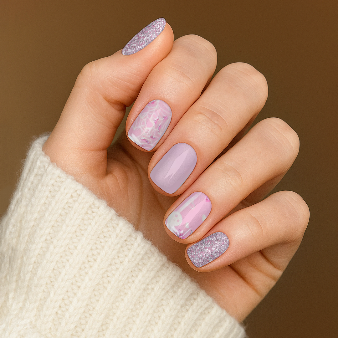 HOLO SPIDER WEB PINK - GEL NAIL WRAPS