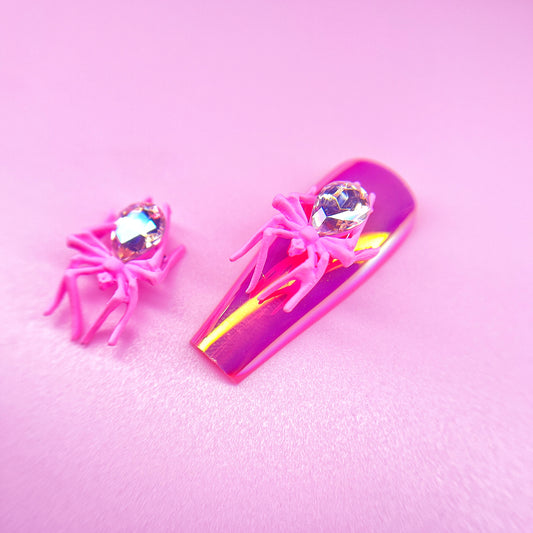 PINK SPIDER nail charm